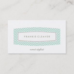 BUSINESS CARD fresh chevron patterned panel mint