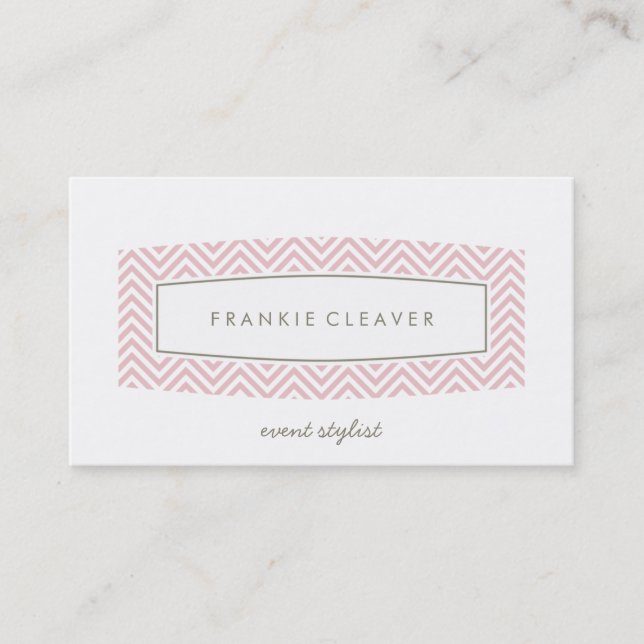BUSINESS CARD fresh chevron patterned panel pink (Front)