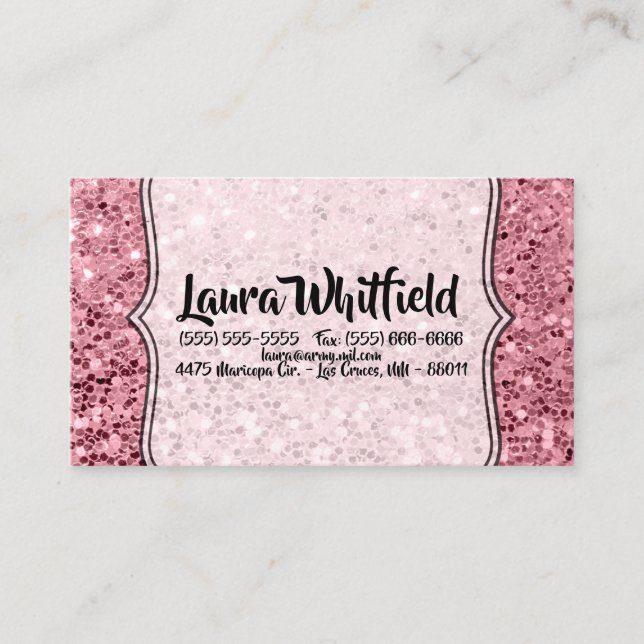 Business Card Geometric Rose Gold Glitter (Front)