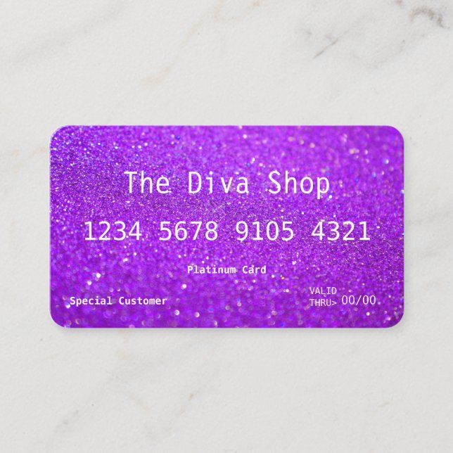 Business Card | Glitter Credit Card Purple (Front)