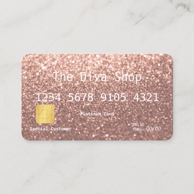 Business Card | Glitter Credit Card Rose Gold (Front)