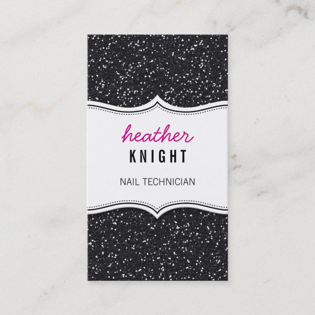 BUSINESS CARD glitzy glitter sparkle black pink (Front)