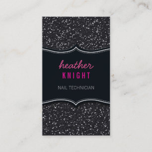 BUSINESS CARD glitzy glitter sparkle black pink