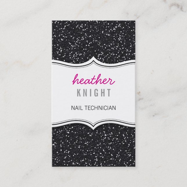 BUSINESS CARD glitzy glitter sparkle black pink (Front)