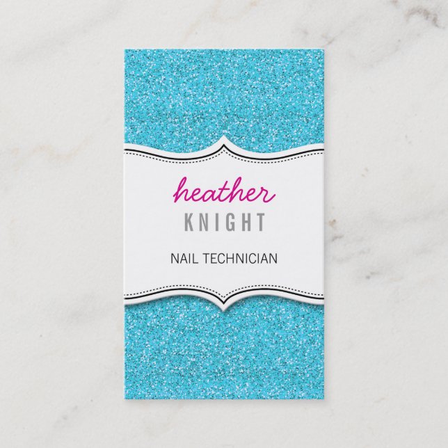 BUSINESS CARD glitzy glitter sparkle gold blue (Front)