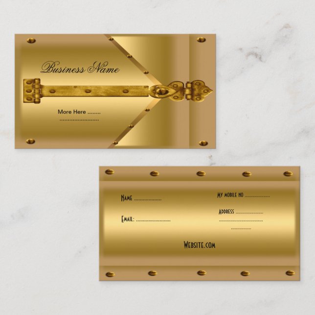 Business Card Gold Metal Look Hinge (Front/Back)