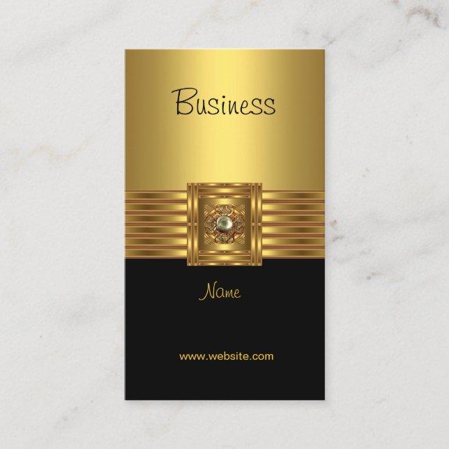 Business Card Gold on Gold Black (Front)