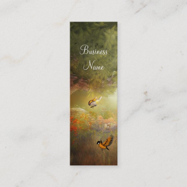 Business Card Golden Woodland Bird Skinny (Front)