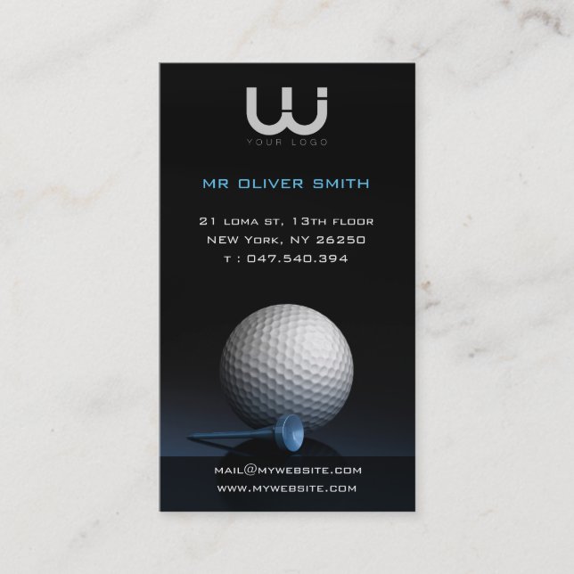 Business card, golf black background card (Front)