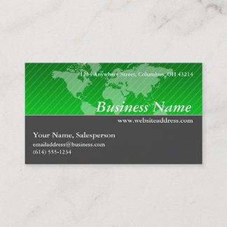 Business Card :: Green World Map with Grey D2