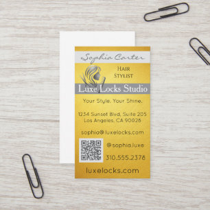 Business Card Hair Stylist with QR Code One-Sided