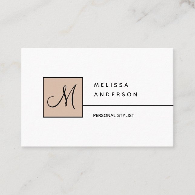 Business card in simple style. Personal monogram. (Front)