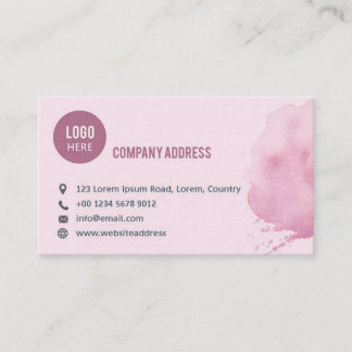 Business card invitation with watercolor brushstro