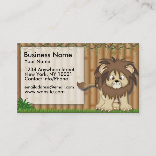 Business Card Jungle Fun Cute Lion (Front)