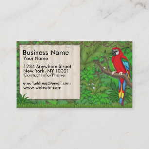 Business Card Jungle Fun Red Parrot