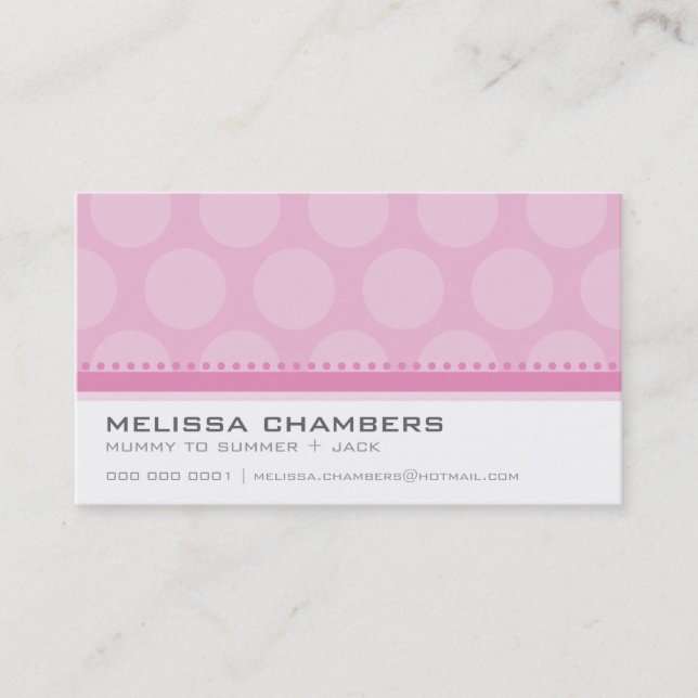 BUSINESS CARD large spot pattern pastel pale pink (Front)
