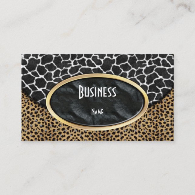 Business Card Leopard Black White Cow Purse (Front)