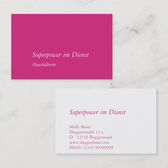 Business Card Magenta Pink White (Front/Back)
