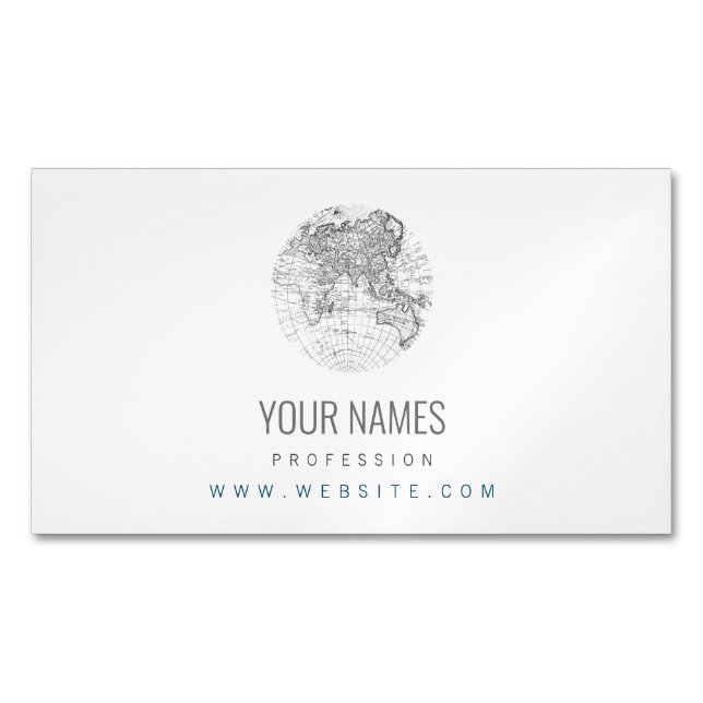 BUSINESS CARD MAGNET : ANTIQUE WORLD MAP (Front)