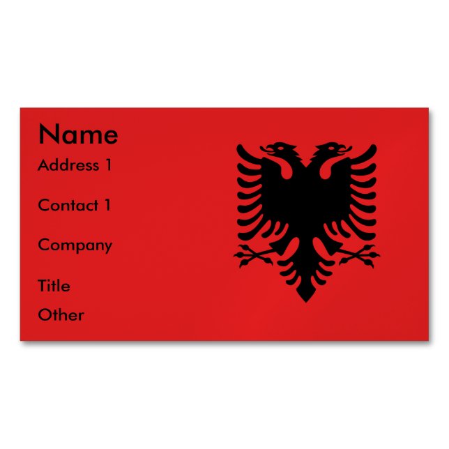 Business Card Magnet with Flag of Albania (Front)