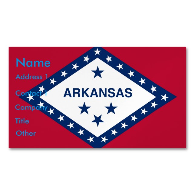 Business Card Magnet with Flag of Arkansas (Front)