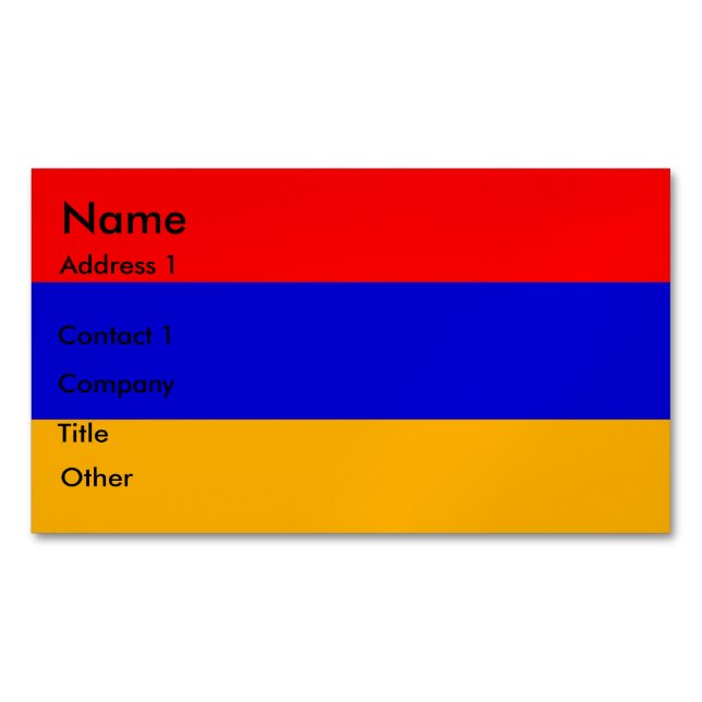 Business Card Magnet with Flag of Armenia (Front)