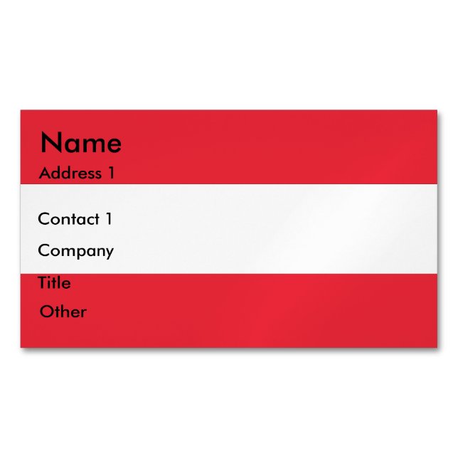 Business Card Magnet with Flag of Austria (Front)