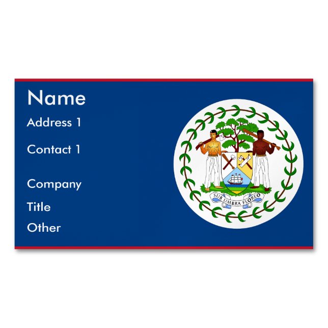 Business Card Magnet with Flag of Belise (Front)