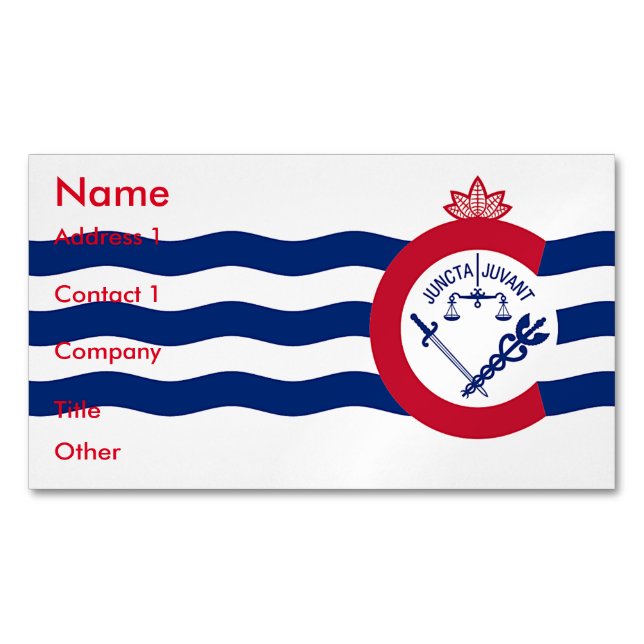 Business Card Magnet with Flag of Cincinnati (Front)
