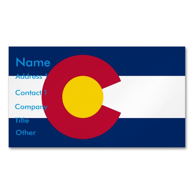 Business Card Magnet with Flag of Colorado (Front)