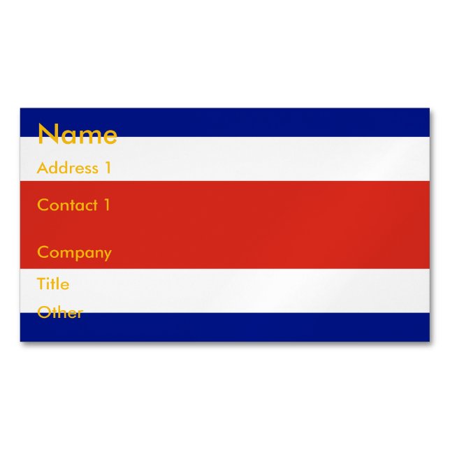 Business Card Magnet with Flag of Costa Rica (Front)