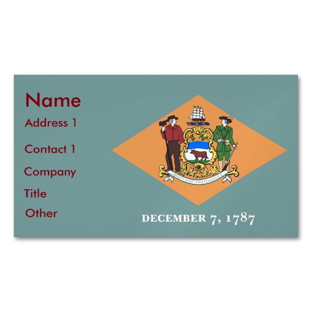 Business Card Magnet with Flag of Delaware (Front)