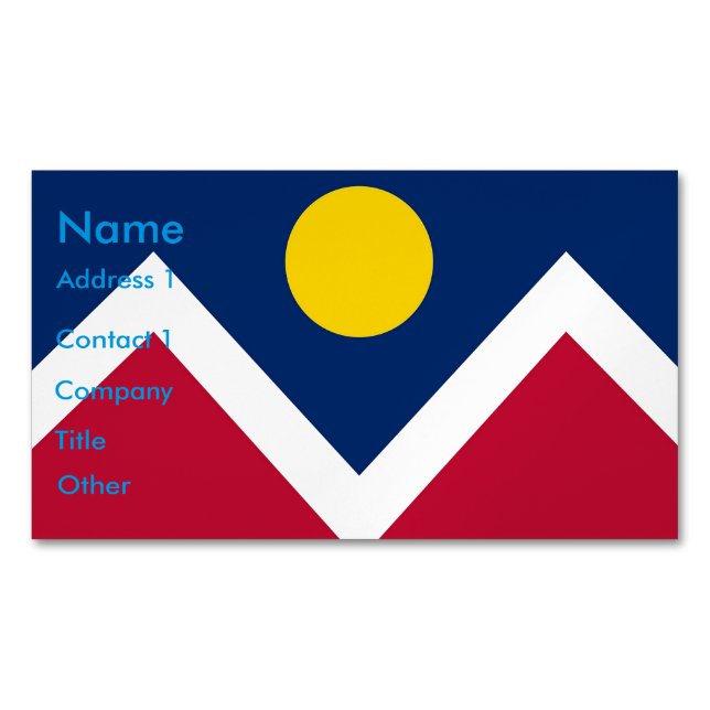 Business Card Magnet with Flag of Denver, Colorado (Front)