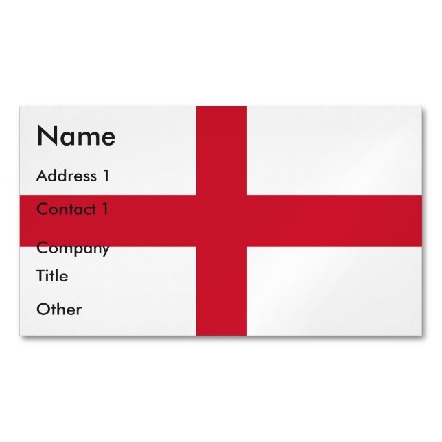Business Card Magnet with Flag of England, UK (Front)