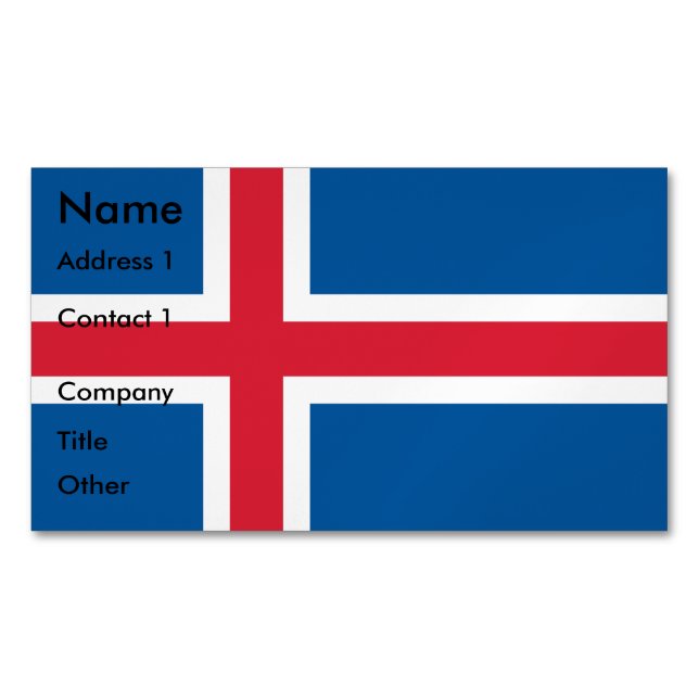 Business Card Magnet with Flag of Iceland (Front)