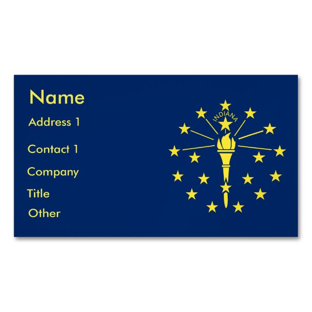 Business Card Magnet with Flag of Indiana (Front)