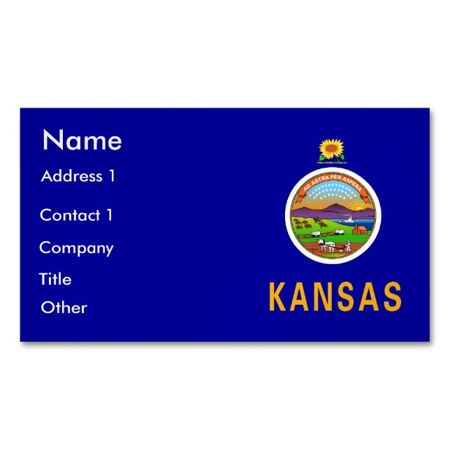 Business Card Magnet with Flag of Kansas (Front)