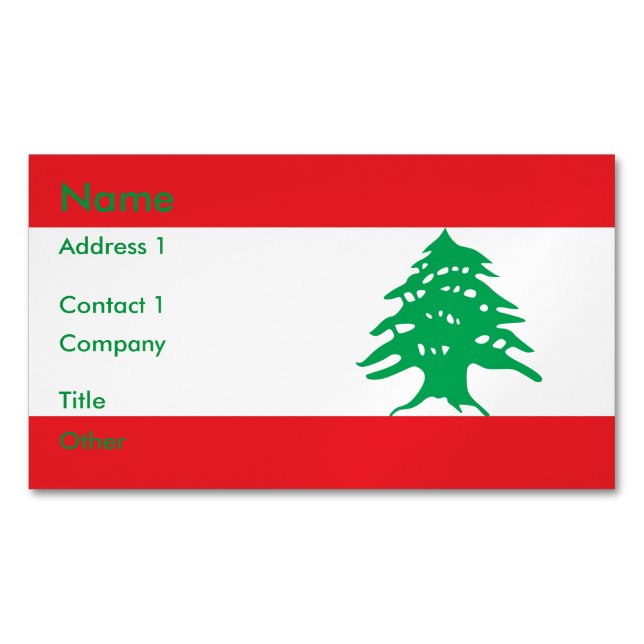 Business Card Magnet with Flag of Lebanon (Front)