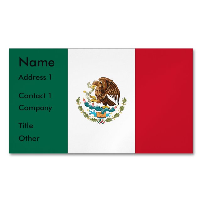Business Card Magnet with Flag of Mexico (Front)