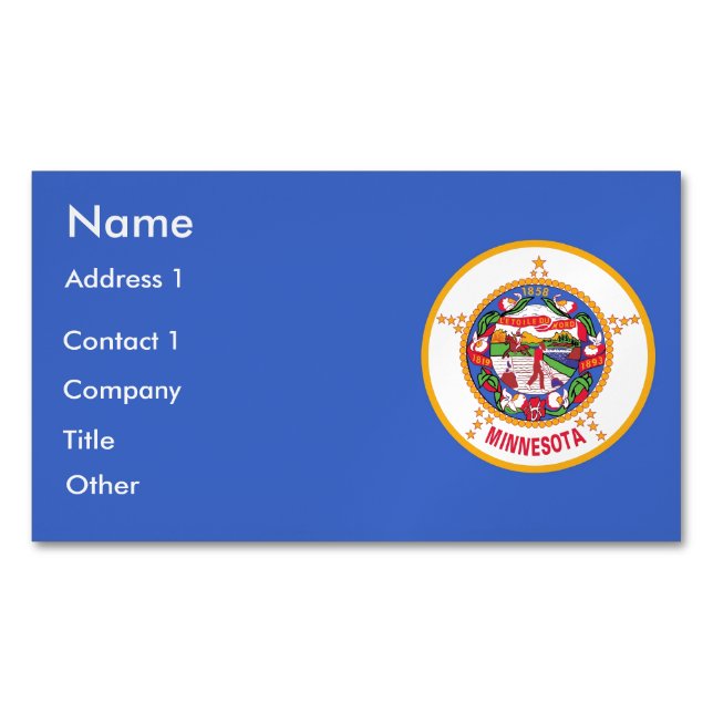 Business Card Magnet with Flag of Minnesota (Front)