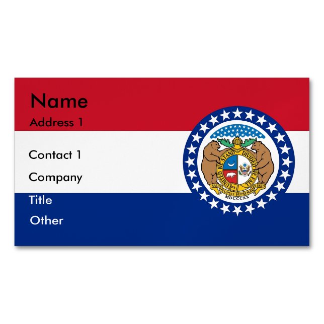 Business Card Magnet with Flag of Missouri (Front)