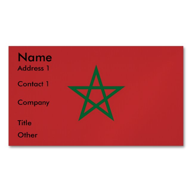 Business Card Magnet with Flag of Morocco (Front)