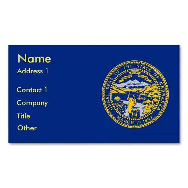 Business Card Magnet with Flag of Nebraska (Front)