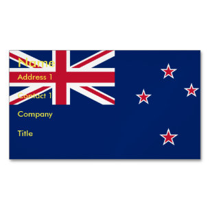 Business Card Magnet with Flag of New Zealand