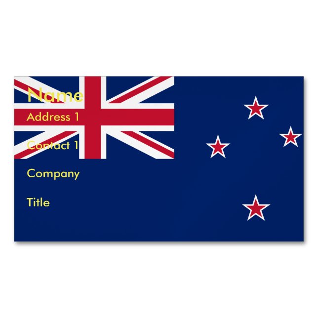 Business Card Magnet with Flag of New Zealand (Front)