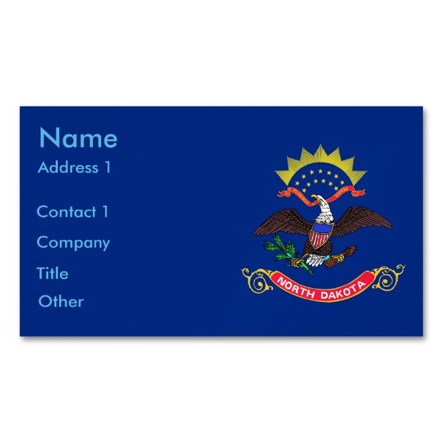 Business Card Magnet with Flag of North Dakota (Front)
