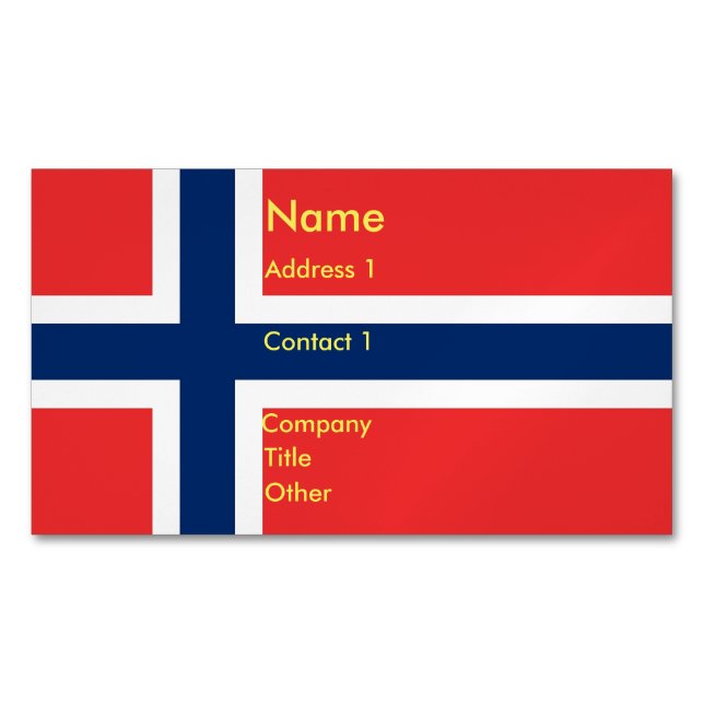 Business Card Magnet with Flag of Norway (Front)