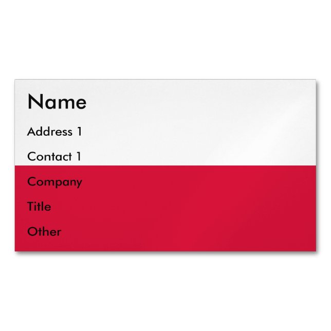 Business Card Magnet with Flag of Poland (Front)