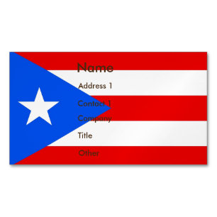 Business Card Magnet with Flag of Puerto Rico