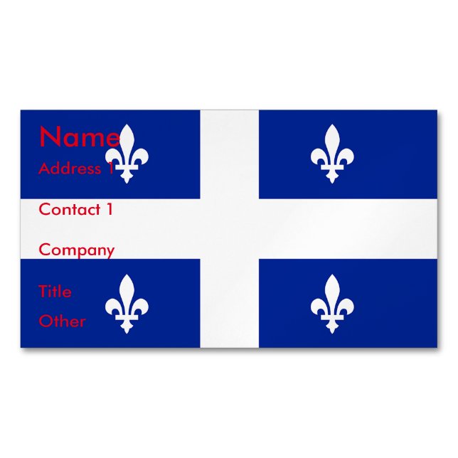 Business Card Magnet with Flag of Quebec (Front)